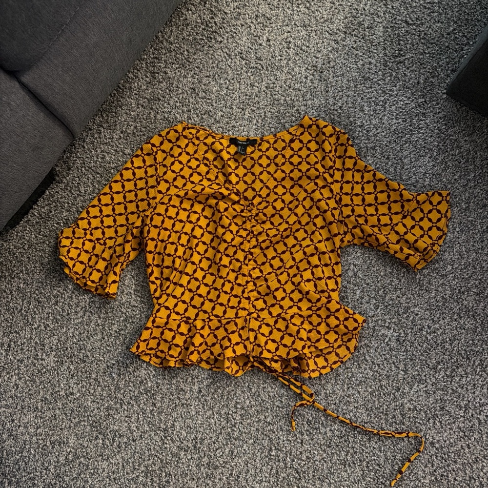 Forever 21 Mustard and Black Patterned Top